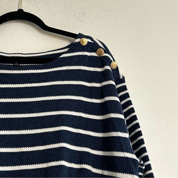 Talbots Piqué Knit Shift Mini Dress Navy White Valley Stripe Plus Sze 1x Preppy - Picture 4 of 7